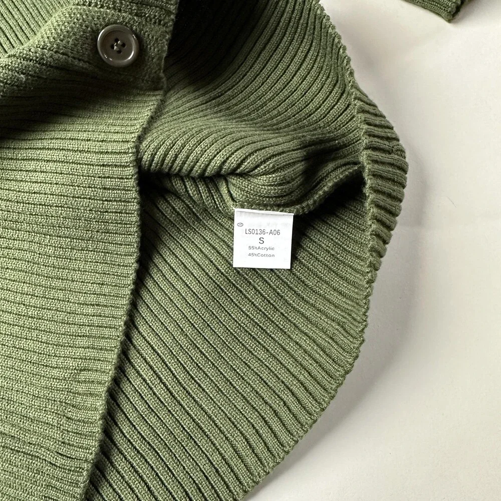 Lillusory Sweater Womens Small Button Up Ribbed Collared Cardigan Pullover Top
